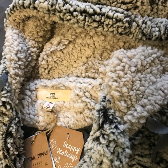 Thread supply sherpa wubby zip up jacket charcoal - Picture 4 of 6